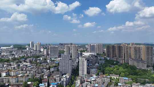 航拍四川自贡大景自贡城市建设