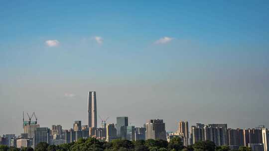 4K夏季武汉蓝天白云城市延时