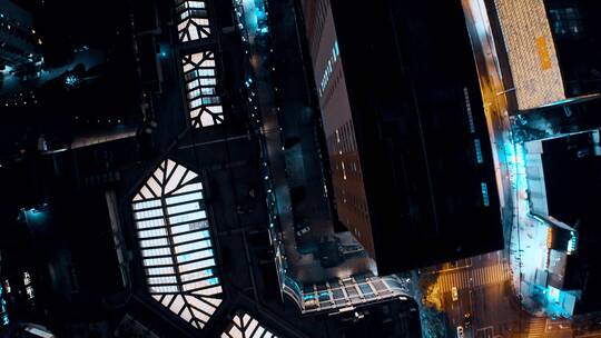 浦西夜景俯拍风光视频素材模板下载