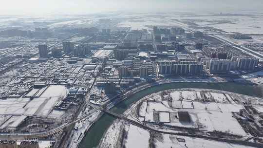 冬天雪后的城市