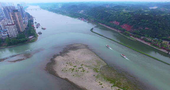 著名景区世界文化遗产乐山大佛航拍三江汇合