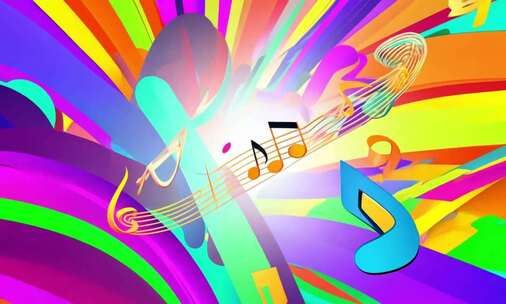 彩色音乐音符舞台背景素材