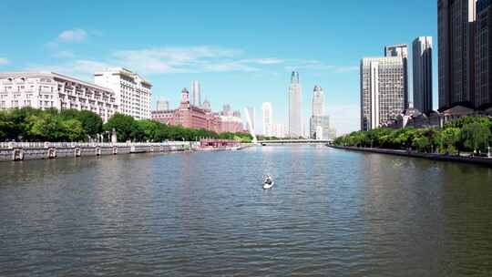 天津海河风景线城市天际线建筑风光航拍