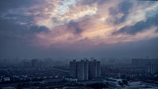 上海城市傍晚日转夜延时