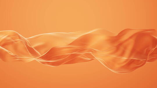 流动的橙色半透明布料3D渲染