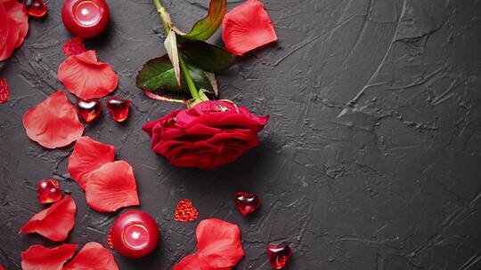 桌子上的红色玫瑰花