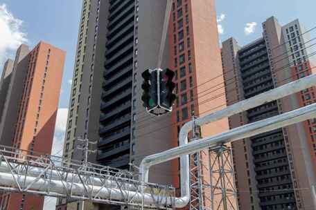 工业管道管线电线能源交通信号灯居民楼高楼