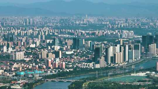 北京城区 温榆河 航拍 城市天际线 首都