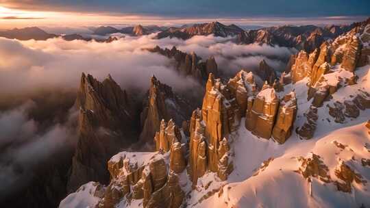 雪山云海壮丽风光