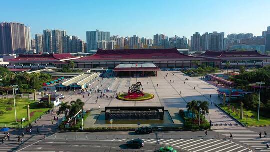 珠海拱北口岸航拍空境澳门关闸视频素材模板下载