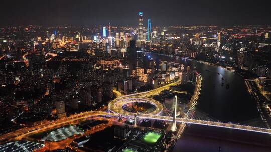 南浦大桥夜景环绕延时航拍