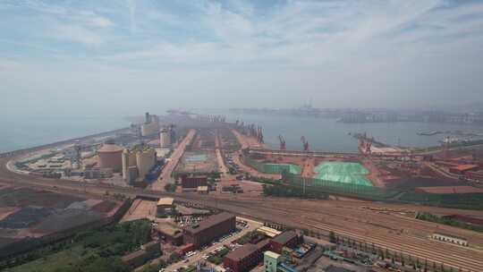 港口码头煤炭进出口贸易航拍