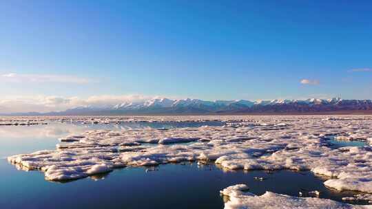 青海哈拉湖 雪山湖泊 湖景日落