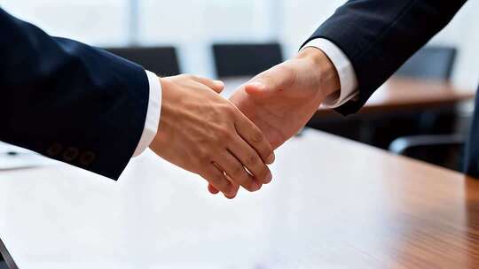 商务人士办公室握手场景