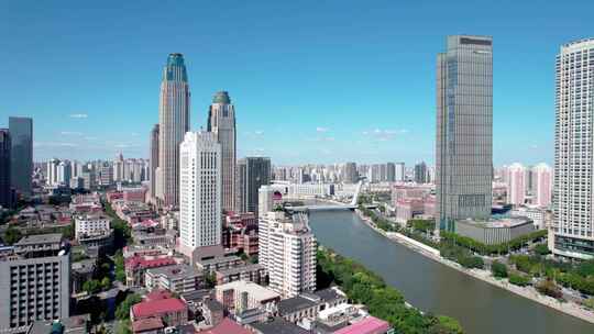 天津海河风景线城市天际线建筑风光航拍