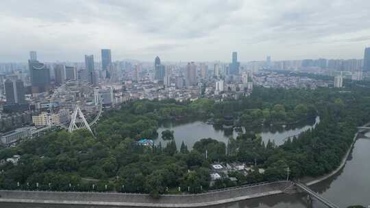 航拍安徽合肥建设逍遥津公园风光