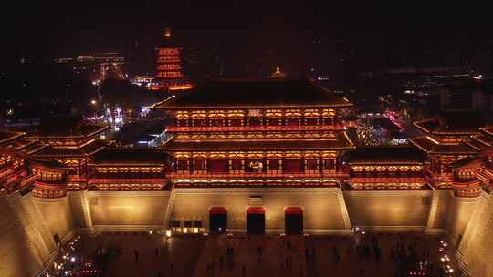 洛阳 夜景 灯光 航拍 应天门景点