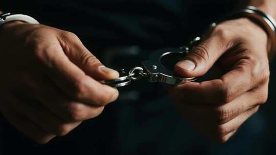 双手戴手铐特写素材