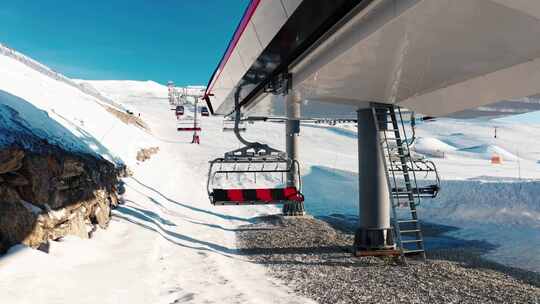 滑雪缆车，滑雪场，山脉，雪