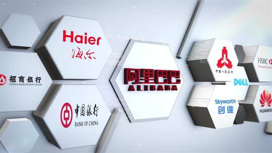 企业合作伙伴墙三维E3DLOGO分类板块AE视频素材教程下载