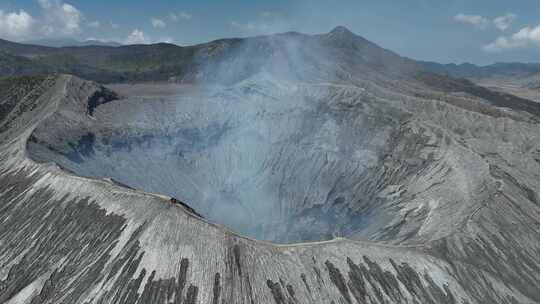 印尼爪哇岛布罗莫火山口航拍自然风光