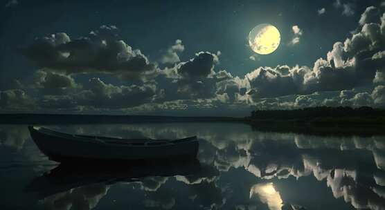 湖面上的月亮船