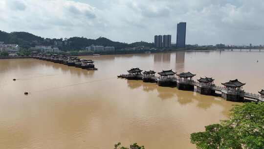 广东潮州广济桥历史文化古建筑航拍