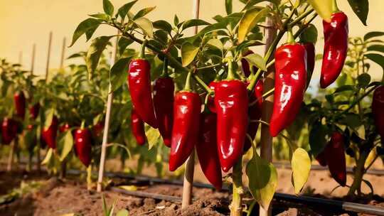田地里生长的红辣椒