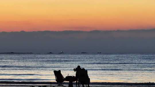 海滩沙滩日出唯美日出