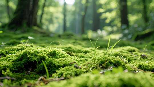 森林青苔清新微距夏天雨后自然生态视频