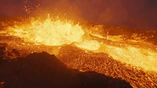 FPV拍摄火山岩浆