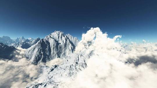 白雪皑皑的群山之间的云视频素材模板下载
