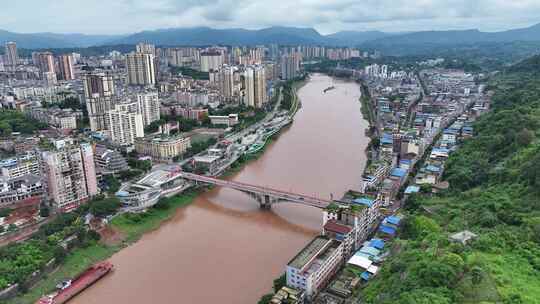 贵州遵义赤水市航拍城市建筑风光