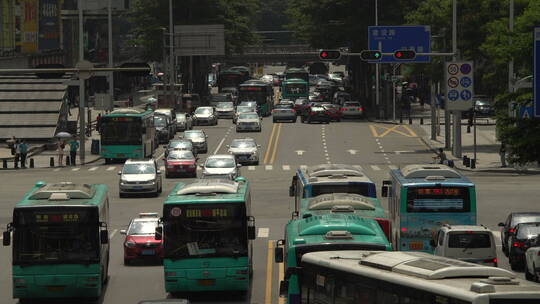 俯拍深圳华强电子市场 十字路口交通 车辆 1