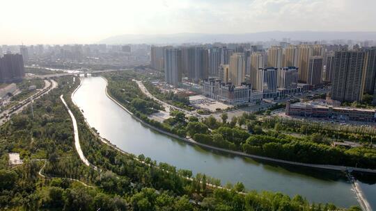 内蒙古呼和浩特东南部小黑河城市航拍-2视频素材模板下载