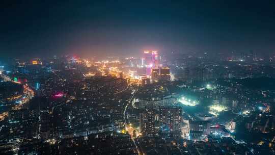 广东省中山市城市夜景航拍