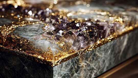 镶嵌紫水晶的大理石台面素材