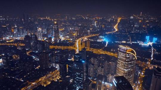 上海南北高架夜景航拍