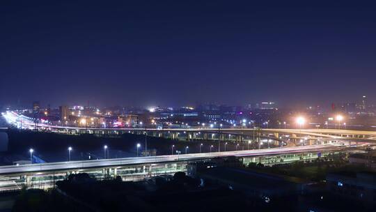 城市夜景车流航拍延时4k