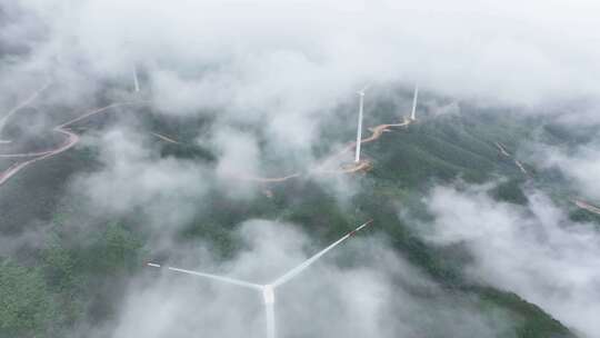 航拍 风车山风力发电 绿色清洁能源 发电厂