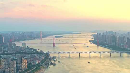 武汉长江五桥同框横移镜头