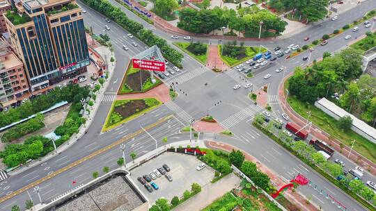 东莞茶山南路和安泰路交汇处拉升拉远视频素材模板下载