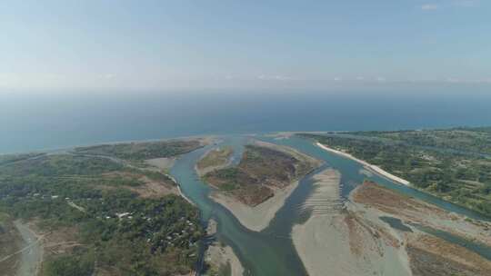 流入大海的河流视频素材模板下载