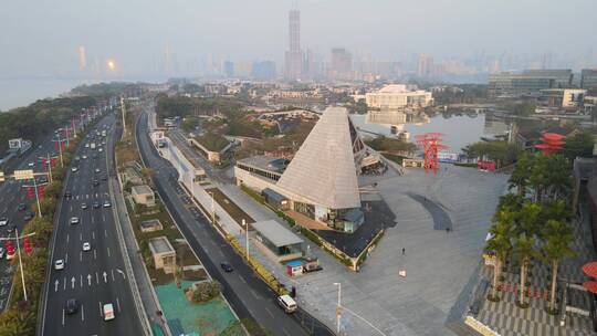 欢乐海岸 车辆 车流 深圳 道路 深圳湾公园