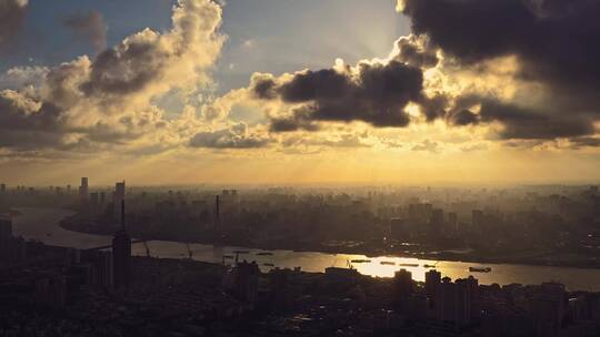 上海陆家嘴黄浦江全景风光