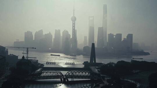 上海清晨薄雾视频素材模板下载