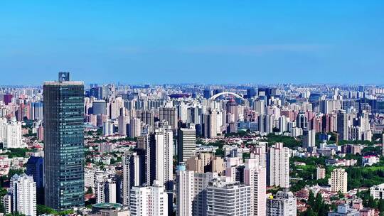 上海航拍金融地产城市建筑群天际线片段