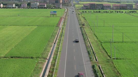 航拍乡村田园公路 美丽乡村