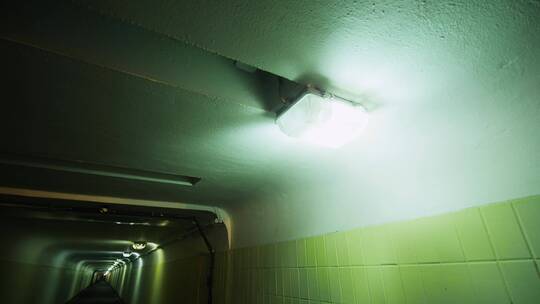 地下通道里的荧光灯视频素材模板下载