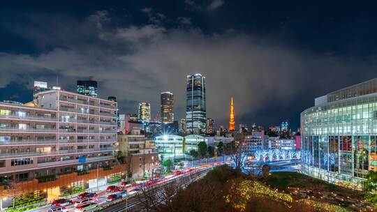 日本东京塔夜景延时